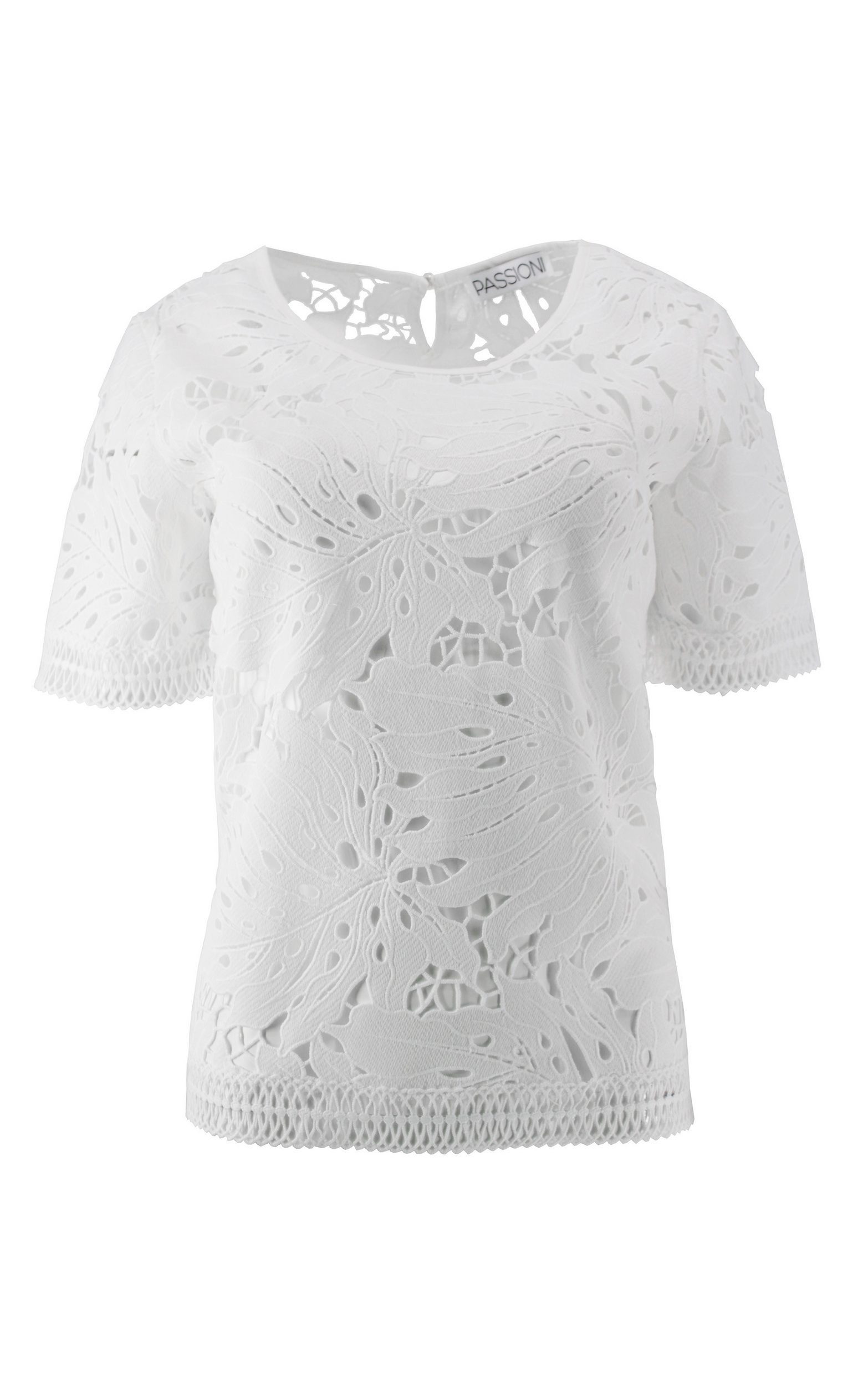 Passioni T-Shirt aus Spitze mit Blattmuster