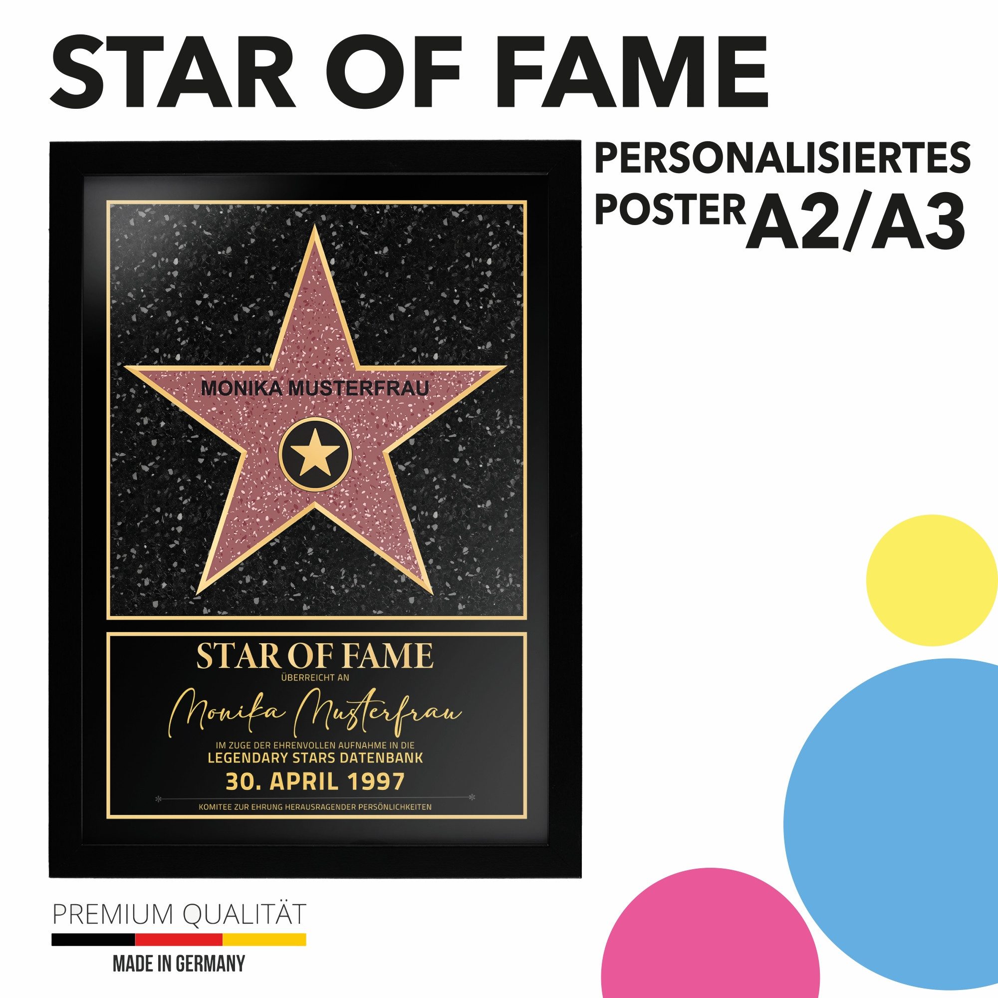 Lineo Poster Personalisiertes Poster Star of Fame, ideales Geschen zu jedem Anlass, z.B. Muttertag oder Geburtstag – Bild 2 von 5