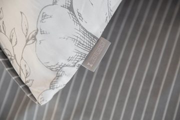 Wendebettwäsche Kai in Gr. 135x200 oder 155x220 cm, Zeitgeist, Satin, 2 teilig, mit Blumen und Streifen, Bettwäsche aus Baumwolle mit Reißverschluss