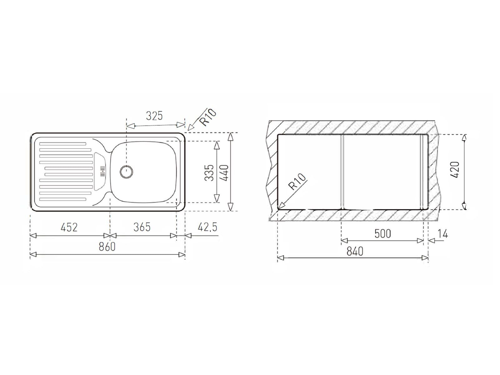 Teka Edelstahlspüle, rechteckig, 86/44 cm, (1 St)
