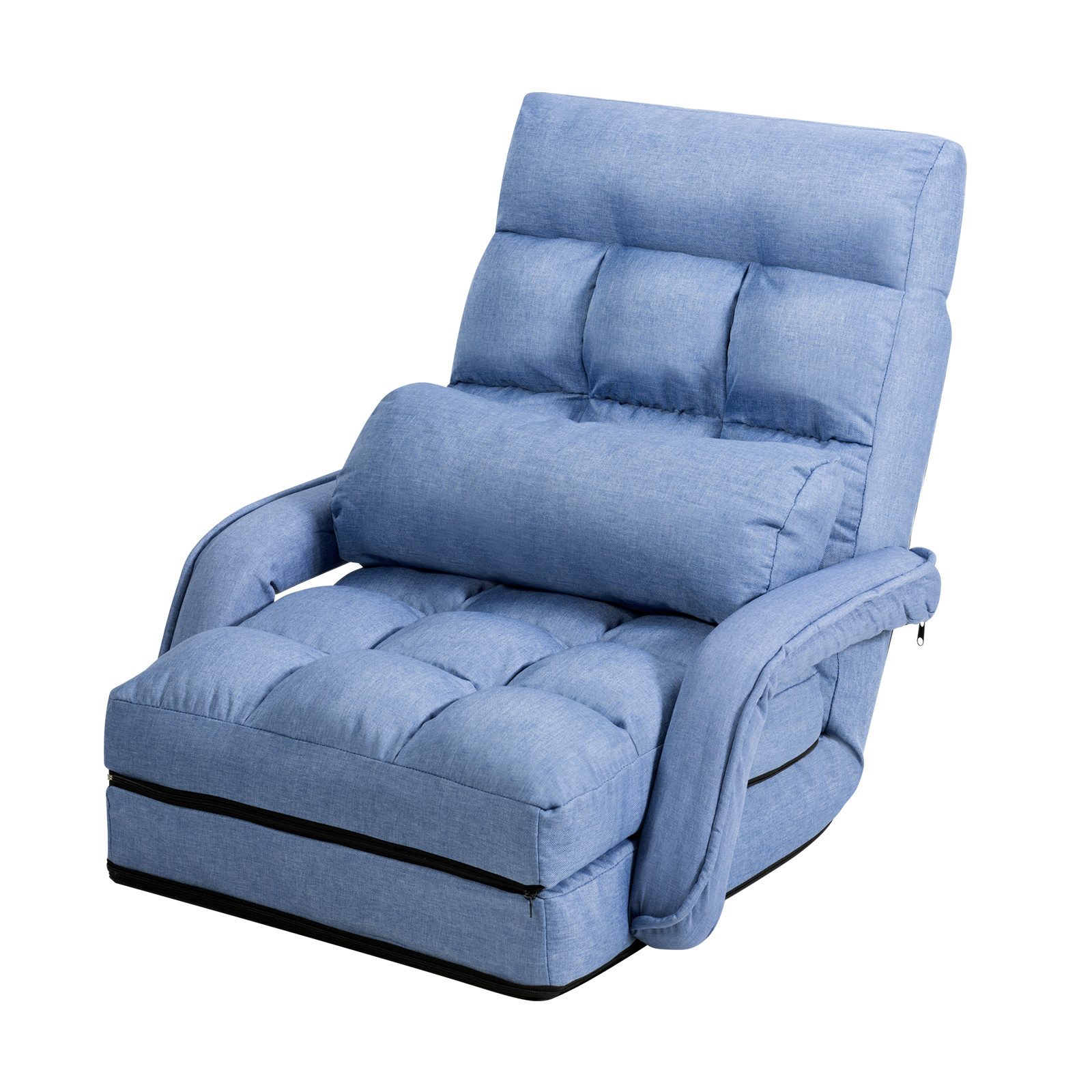 KOMFOTTEU Schlafsofa Klappsessel Bodenstuhl, mit Armlehnen und Kissen,aus B günstig online kaufen