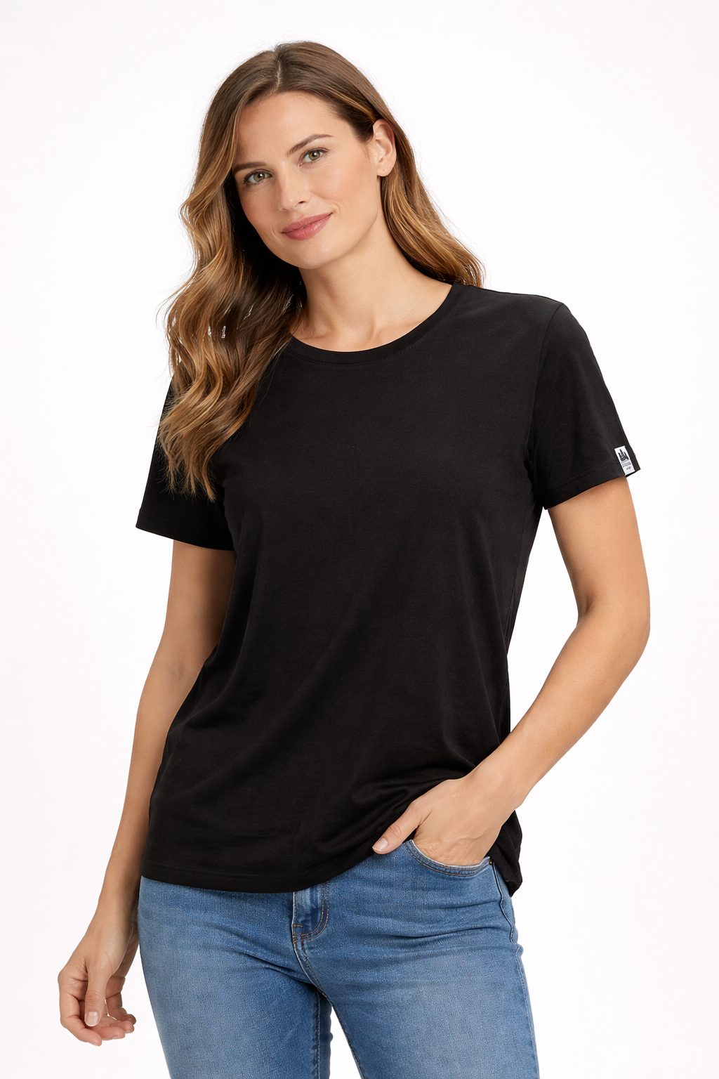 T-Shirt Rundhals-Shirt T-Shirt mit aus Baumwolle und Modal
