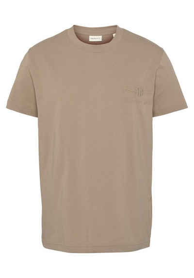 Gant T-Shirt REG MED TONAL SHIELD SS TSHIRT mit Logostickerei auf der Brust