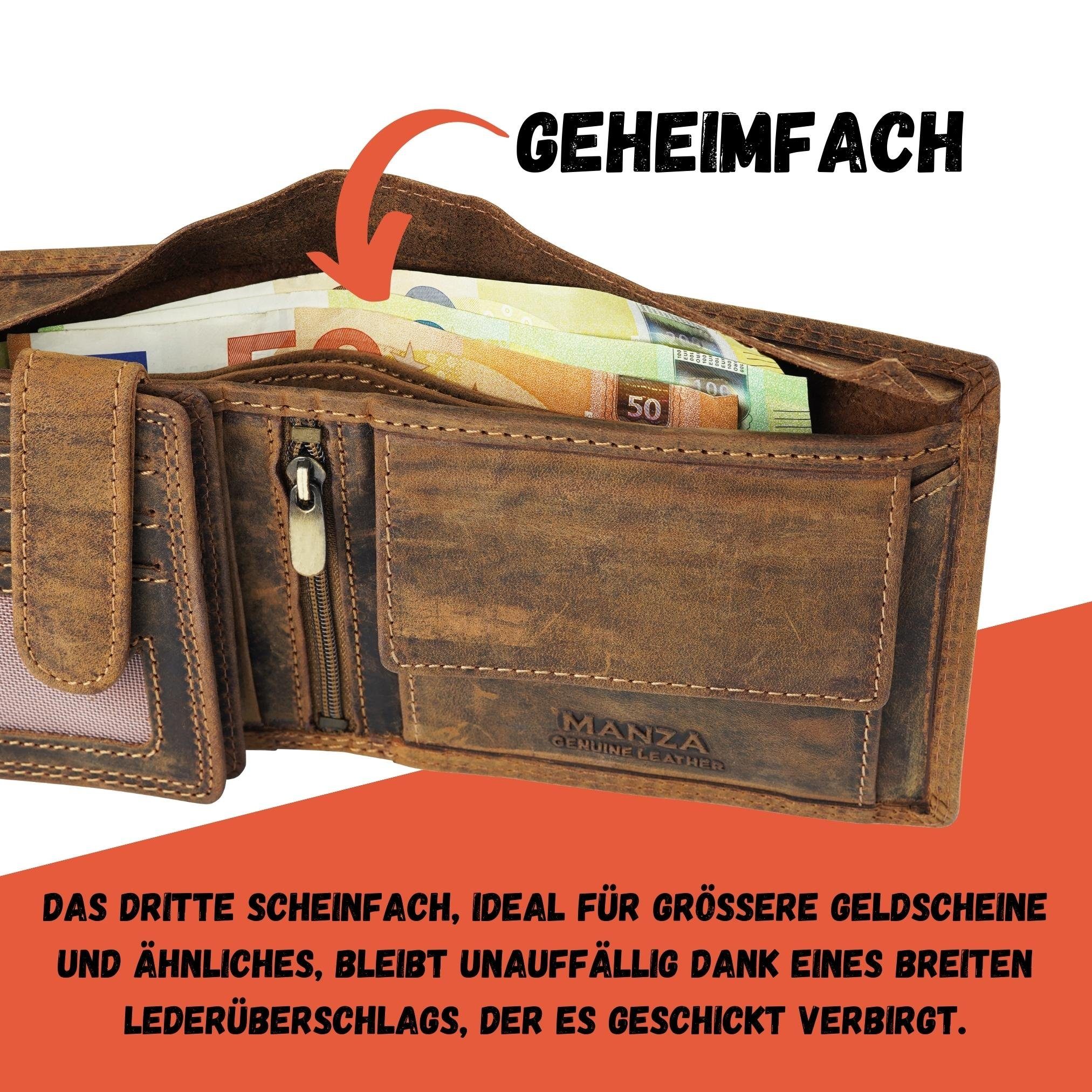 Herren Braun Geheimfach Geheimfach RFID und Geschenkbox, Geldbörse mit Geldbörse Manza Blocker Geschenkbox, RFID, und