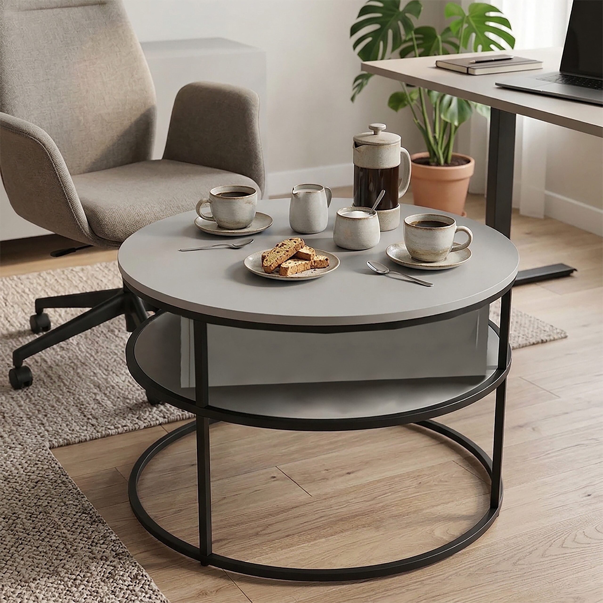 relaxdays Couchtisch mit Hebeplatte & Stauraum, grau