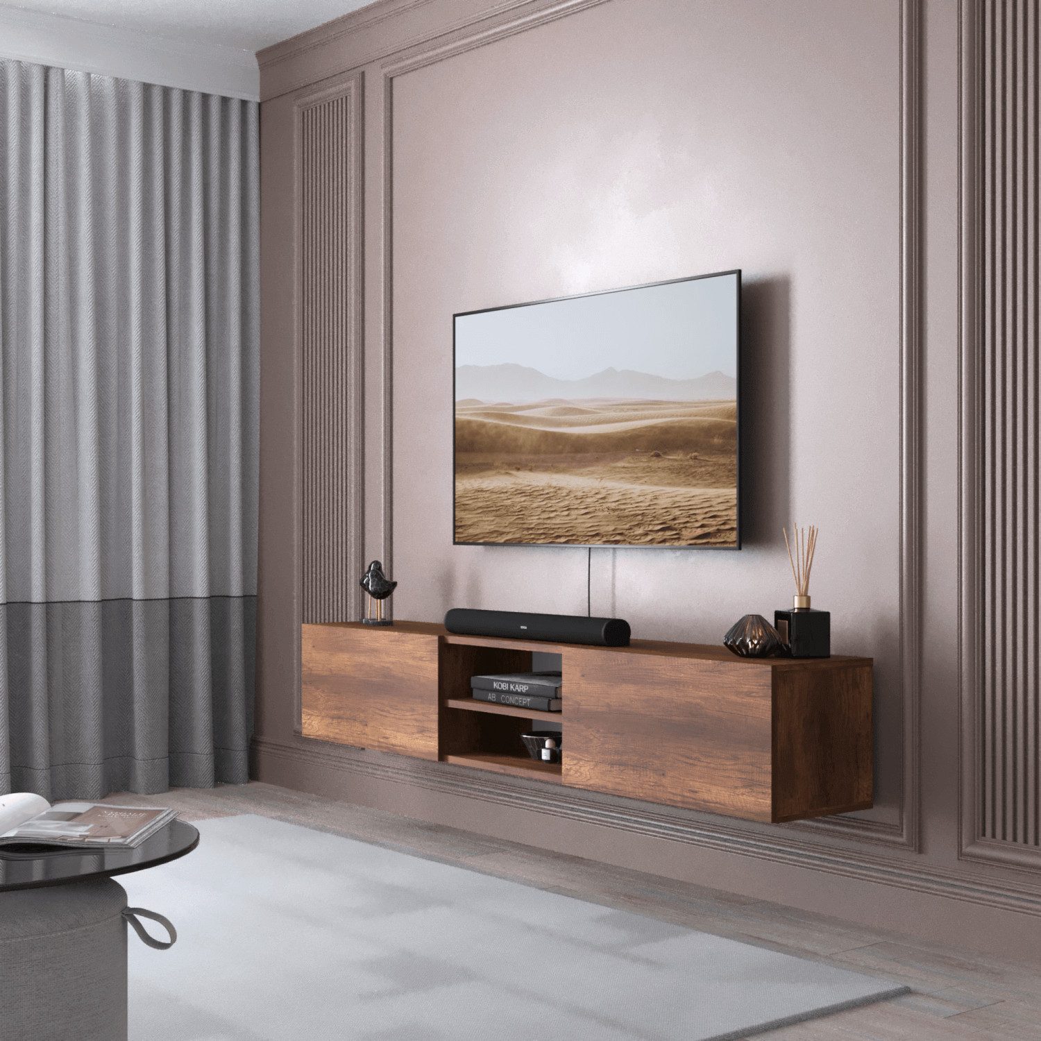 BDR Smart Home Art Lowboard Waco TV Lowboard 180 cm, 2 Türen Wandmontage Mo günstig online kaufen