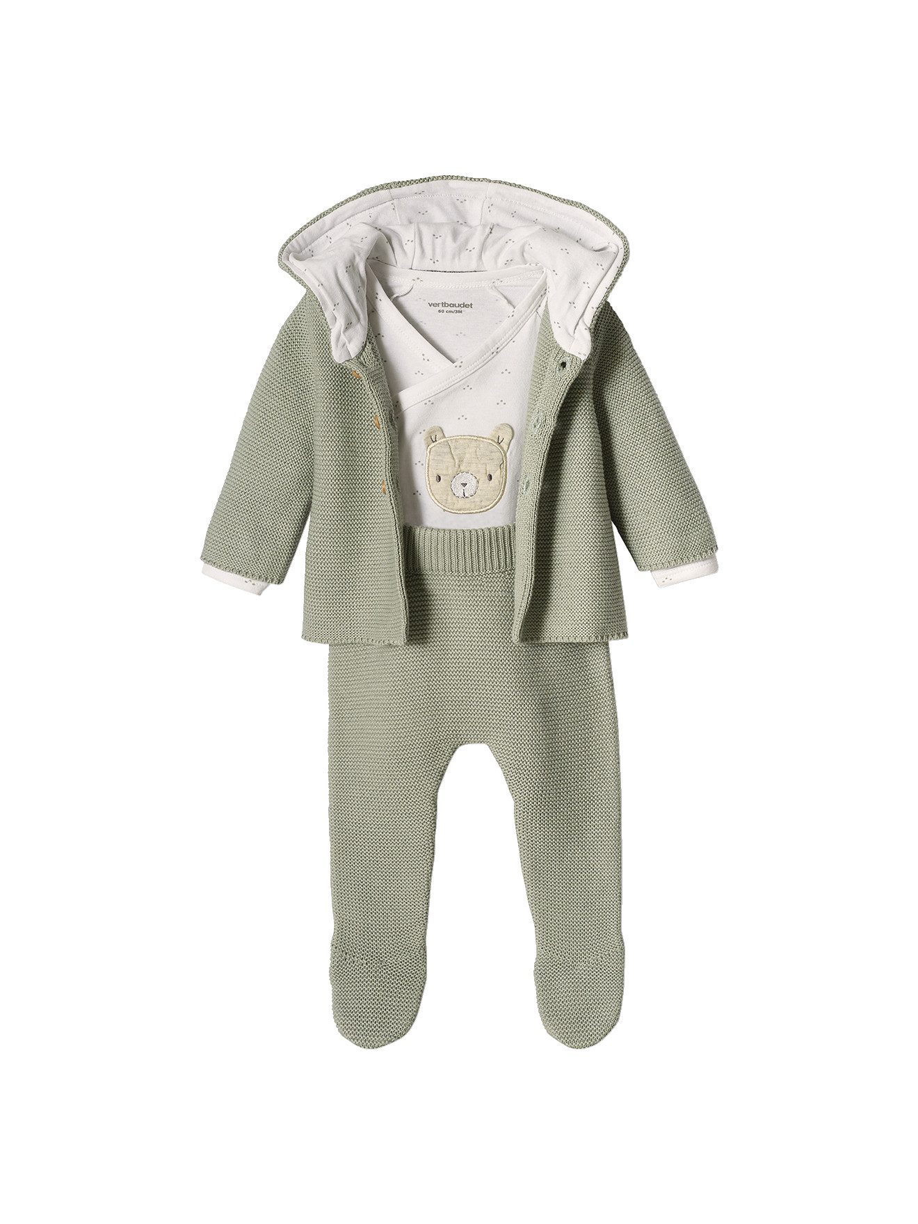 vertbaudet Strampler Neugeborenen-Set: Strickjacke, Hose & Body