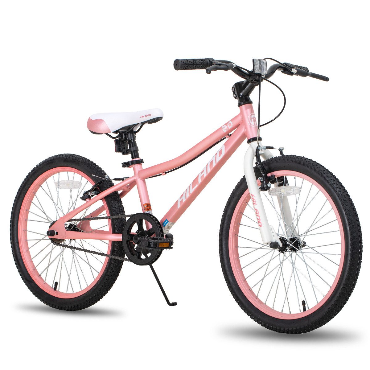 HILAND Kinderfahrrad 20 Zoll Mountainbike für Kinder,Jungen und Mädchen,Geschenk für Kinder, Hochwertiger Rahmen, Doppel-V-Bremse, Singlespeed, Weiches Sitzkissen
