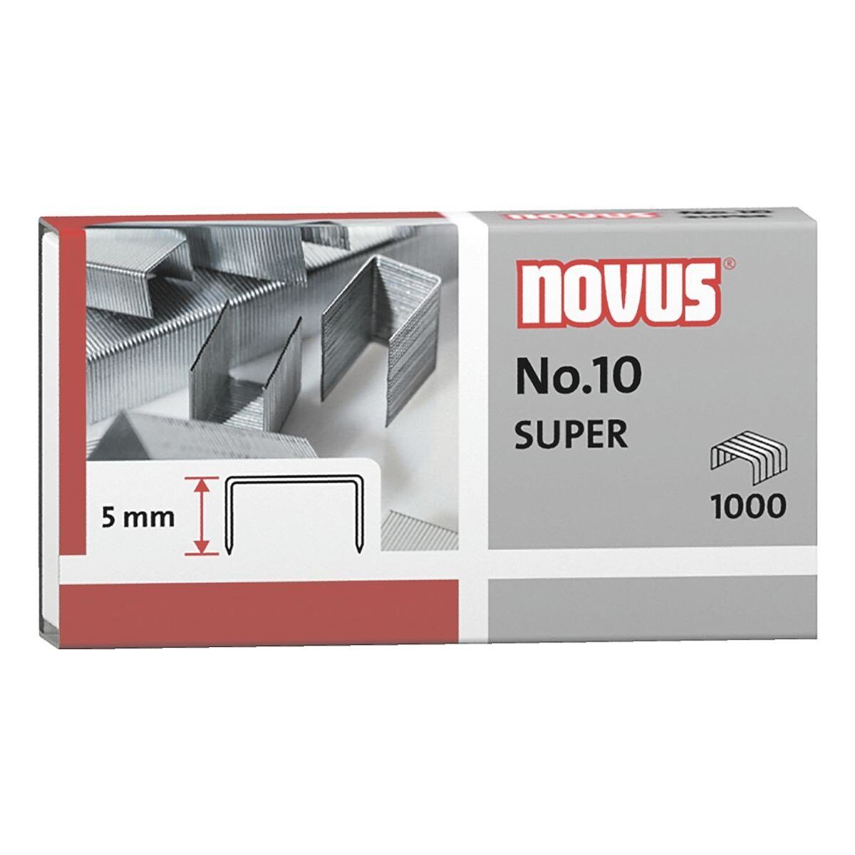 NOVUS Heftklammer No. 10, 1.000 Stück/Pack, Heftleistung 15 Blatt