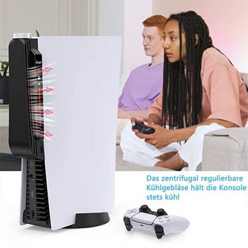 DTC GmbH Kühlgebläse für PS5,Turbo-Lüfter,Kühler, PlayStation 5-Controller (Kühler(LED-Anzeige,3 Windgeschwindigkeiten,mit USB-Anschluss)