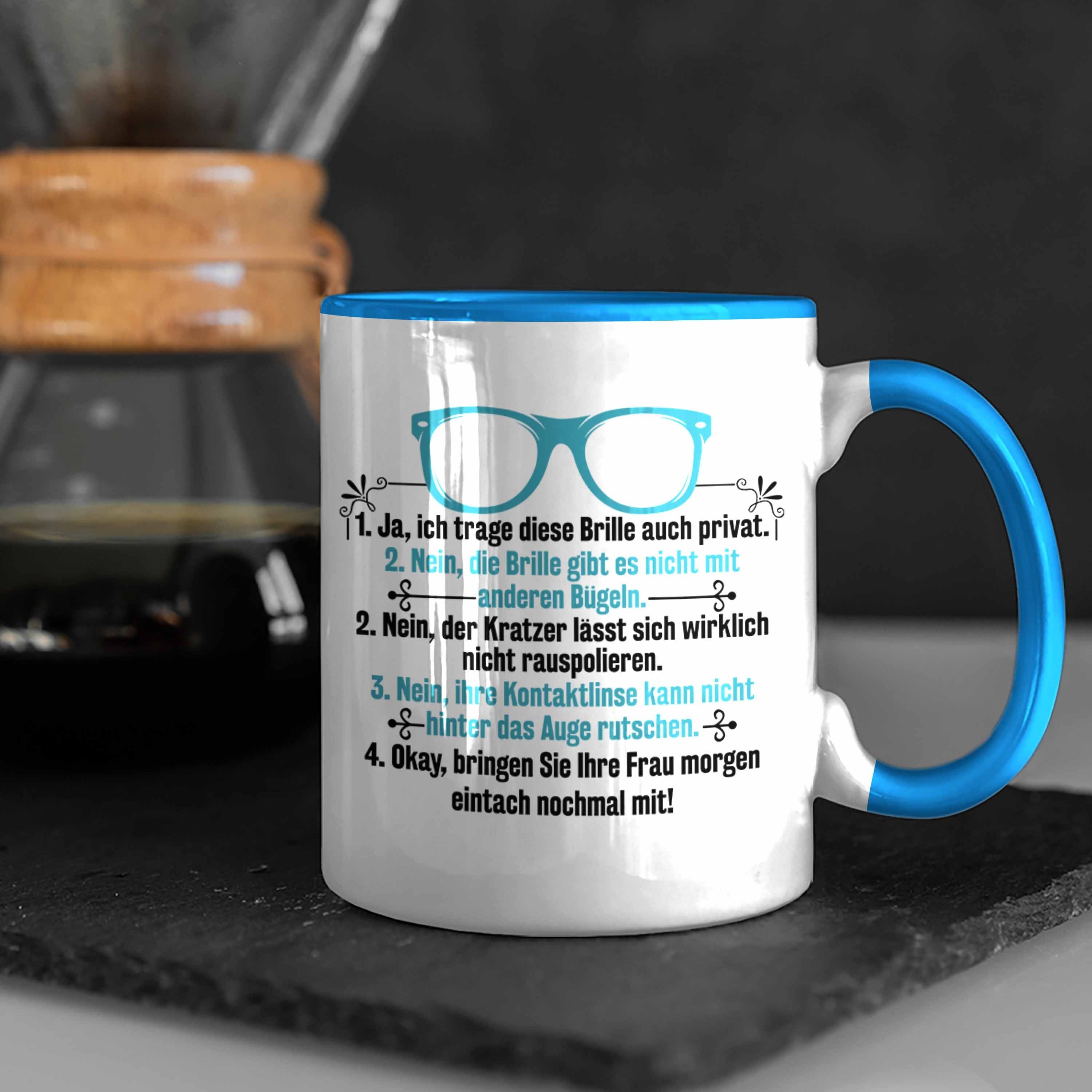 Trendation Tasse Trendation - Augenoptiker Lustiger Spruch Geschenk Brillenverkäufer Blau Geschenkidee Tasse Optiker