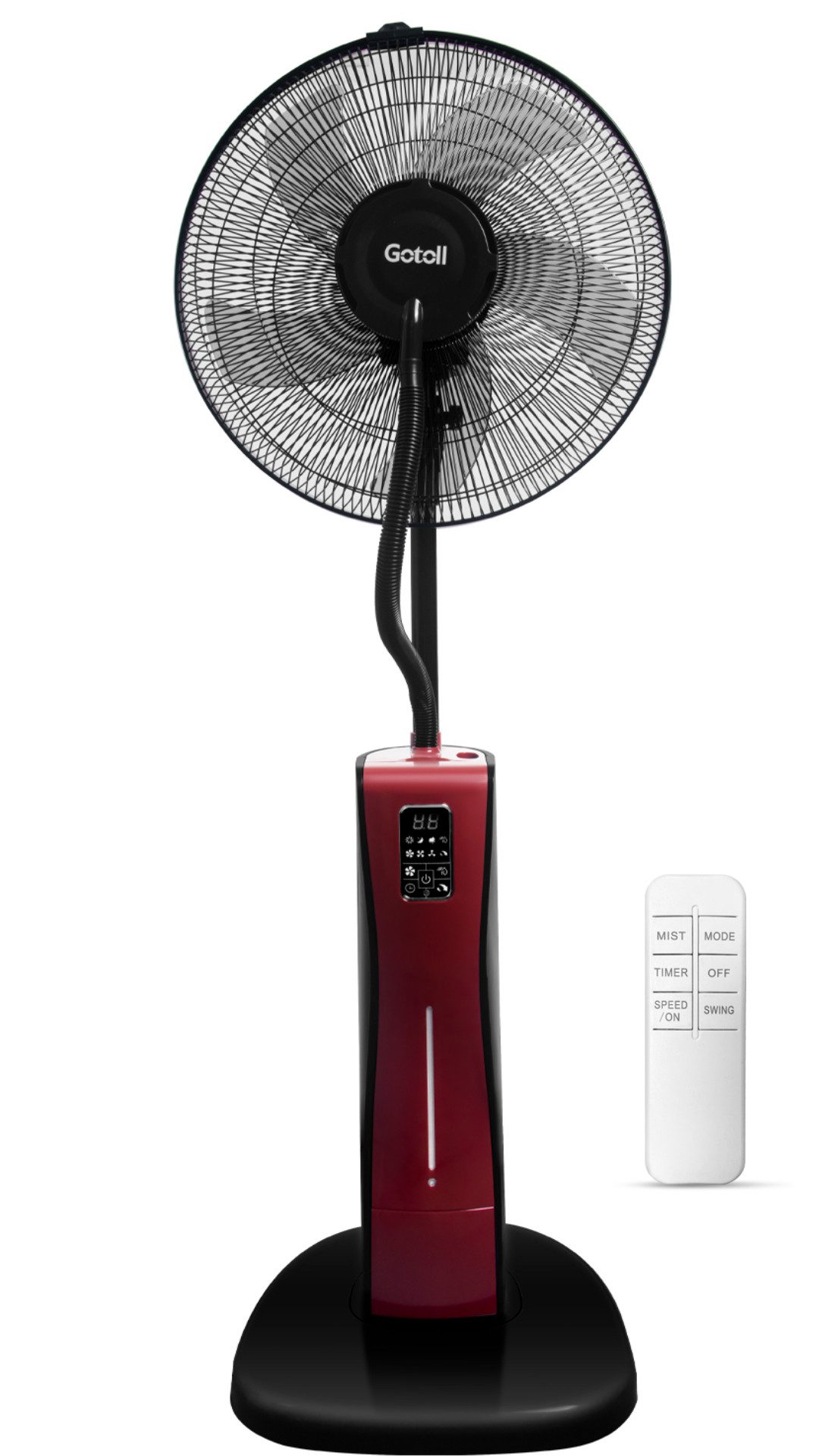 Gotoll Standventilator GLBF-06 mit 2L Wassertank,Fernbedienung, 3 Modi,12H Timer, 125 CM Nebelventilator Kühlventilator 80° Oszillation