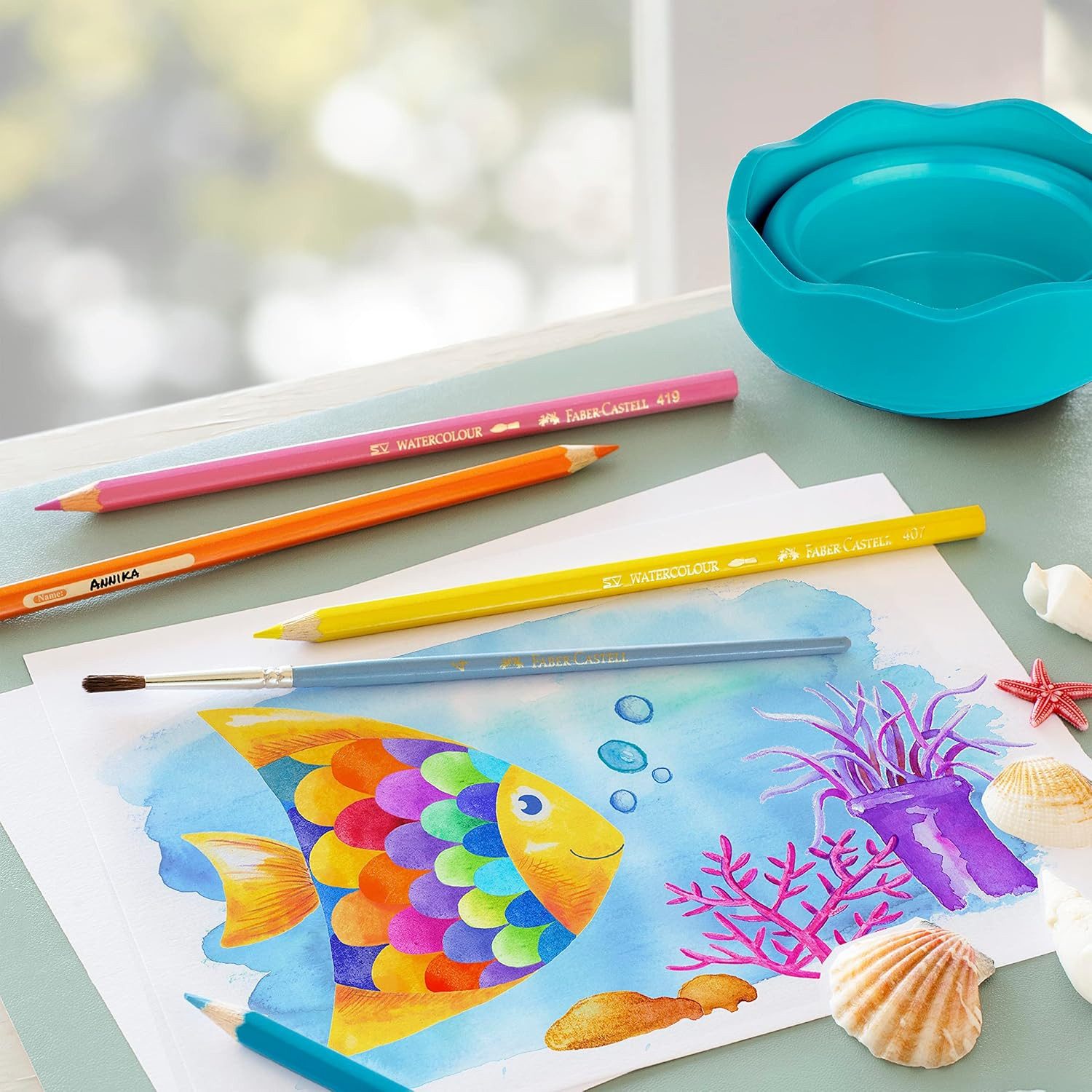Faber-Castell Malbecher Faber-Castell Wasserbecher Clic&Go türkis