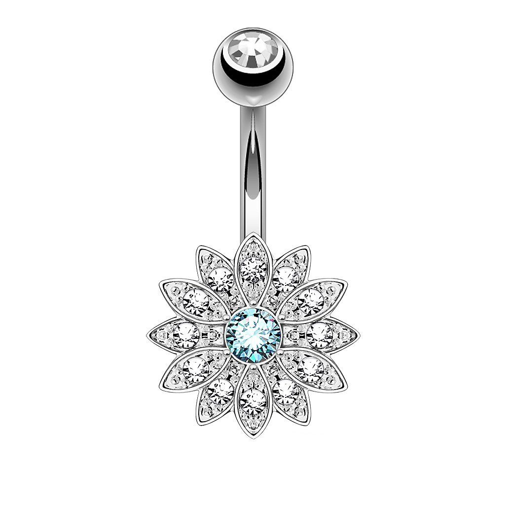 Bauchnabelpiercing Piercing Chirurgenstahl Kristall Blume