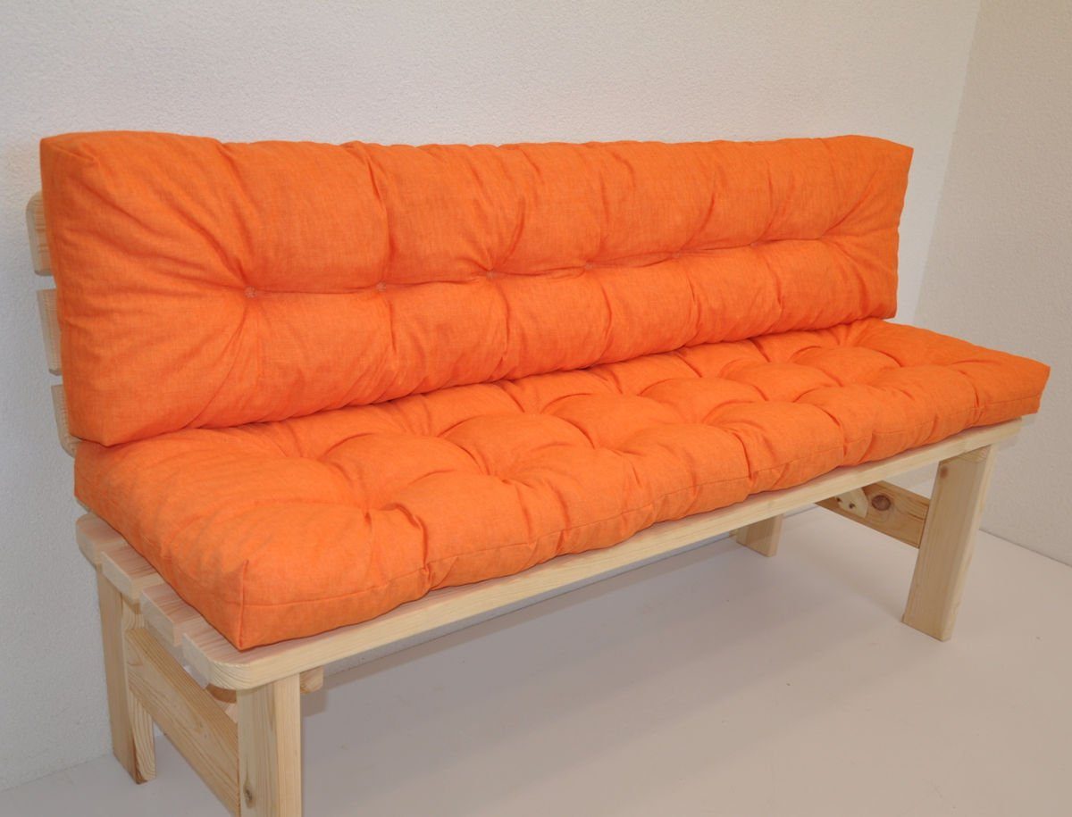 Rattani Bankauflage Kissen / Polster für Gartenbank / Bankkissen 150 cm orange
