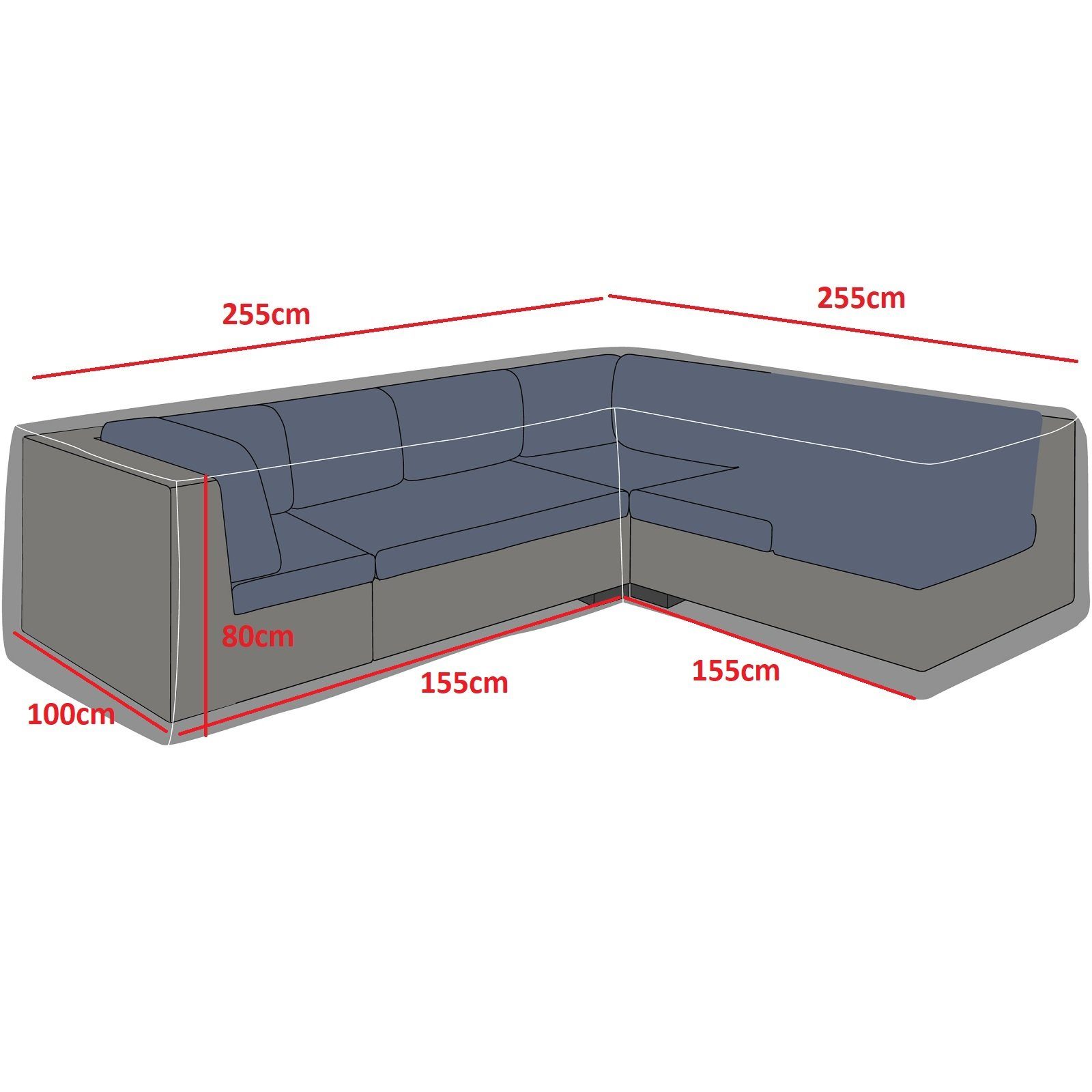 deVries Schutzhaube, PREMIUM EDITION ECKLOUNGE CM 80 255 GRÖSSE 255 L FÜR x - x