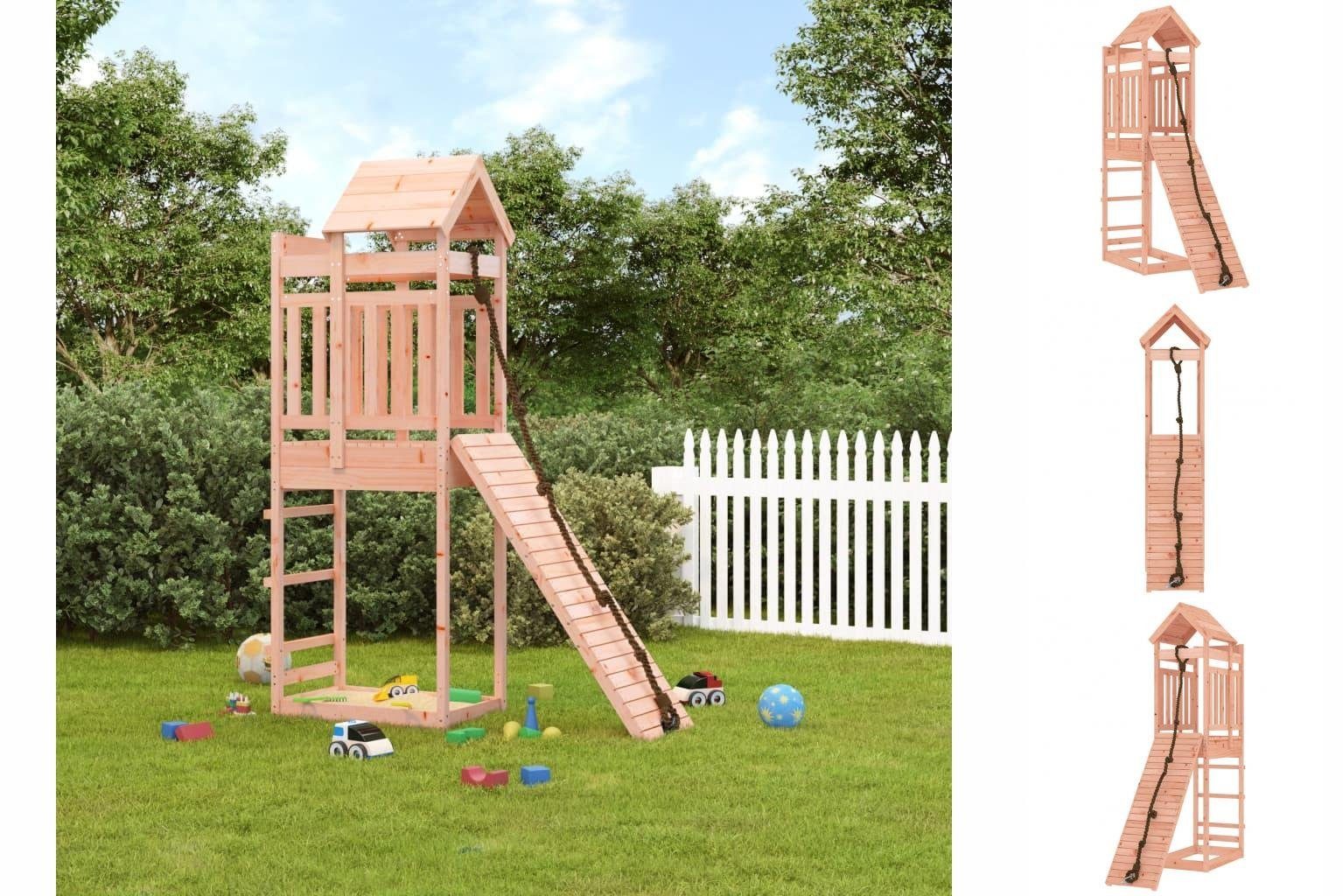 vidaXL Spielhaus Spielturm mit Kletterwand Massivholz Douglasie Kinder Garten Klettertu