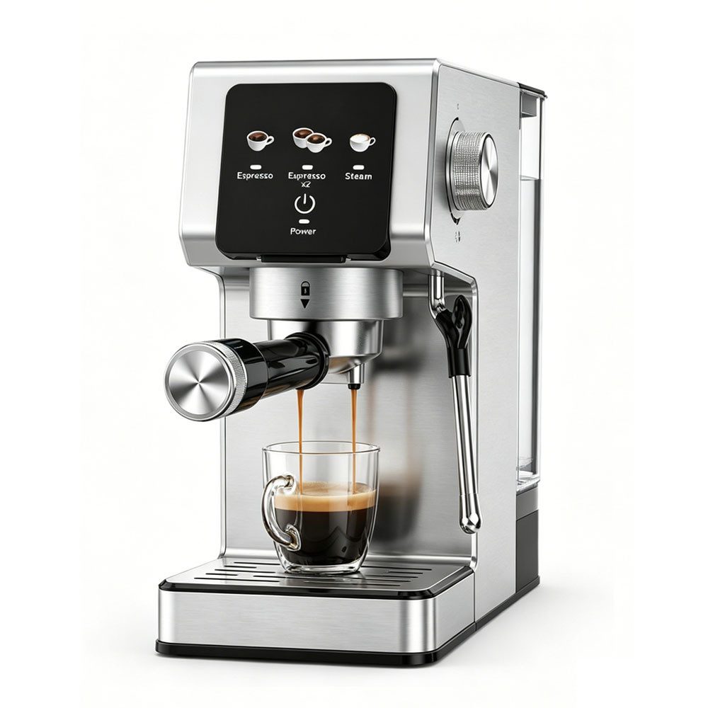Espressomaschine 20 bar 1300 W Siebträgermaschine mit Milchaufschäumer, Touchscreen