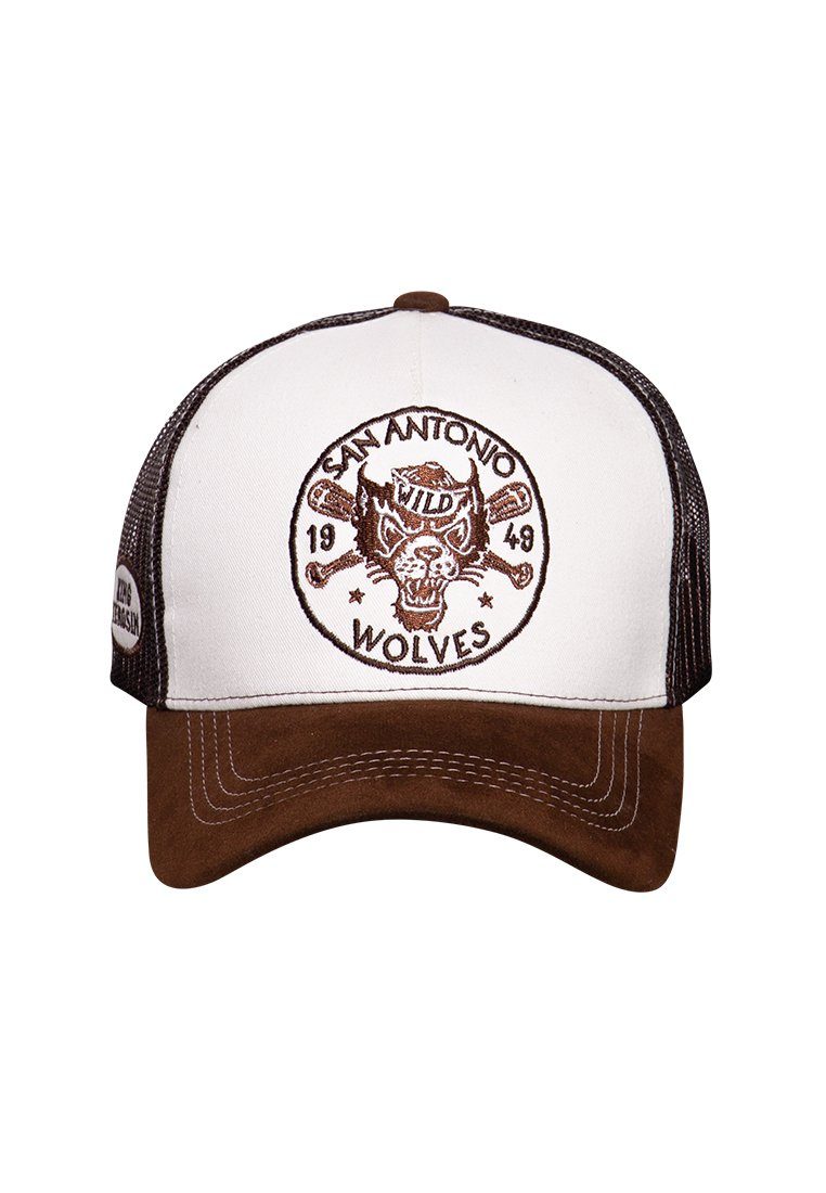 KingKerosin Trucker Cap San Antonio Wolves mit Stickereien und Schirm in Samt-Optik