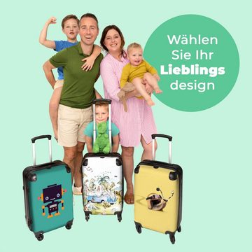 NoBoringSuitcases.com© Koffer Dino - Tiere - Natur - Kinder - Aquarell - Bus 67x43x25cm, 4 Rollen, Mittelgroßer Koffer für Jungen, Kinder Trolley