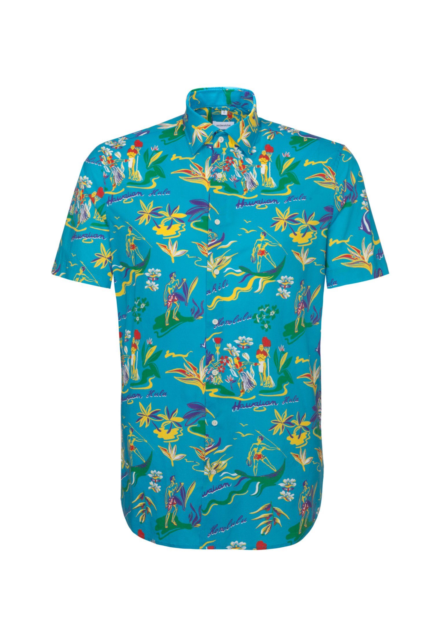 seidensticker Businesshemd Slim Slim Kurzarm Kentkragen Druck