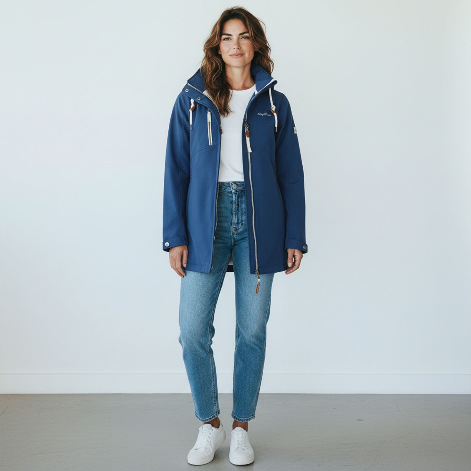 Dry Fashion Softshellmantel Büsum Damen Softshelljacke Fleece-Innenfutter - Mantel Jacke Outdoor Atmungsaktiv, Verstellbare & abnehmbare Kapuze, 2-Wege-Reißverschluss