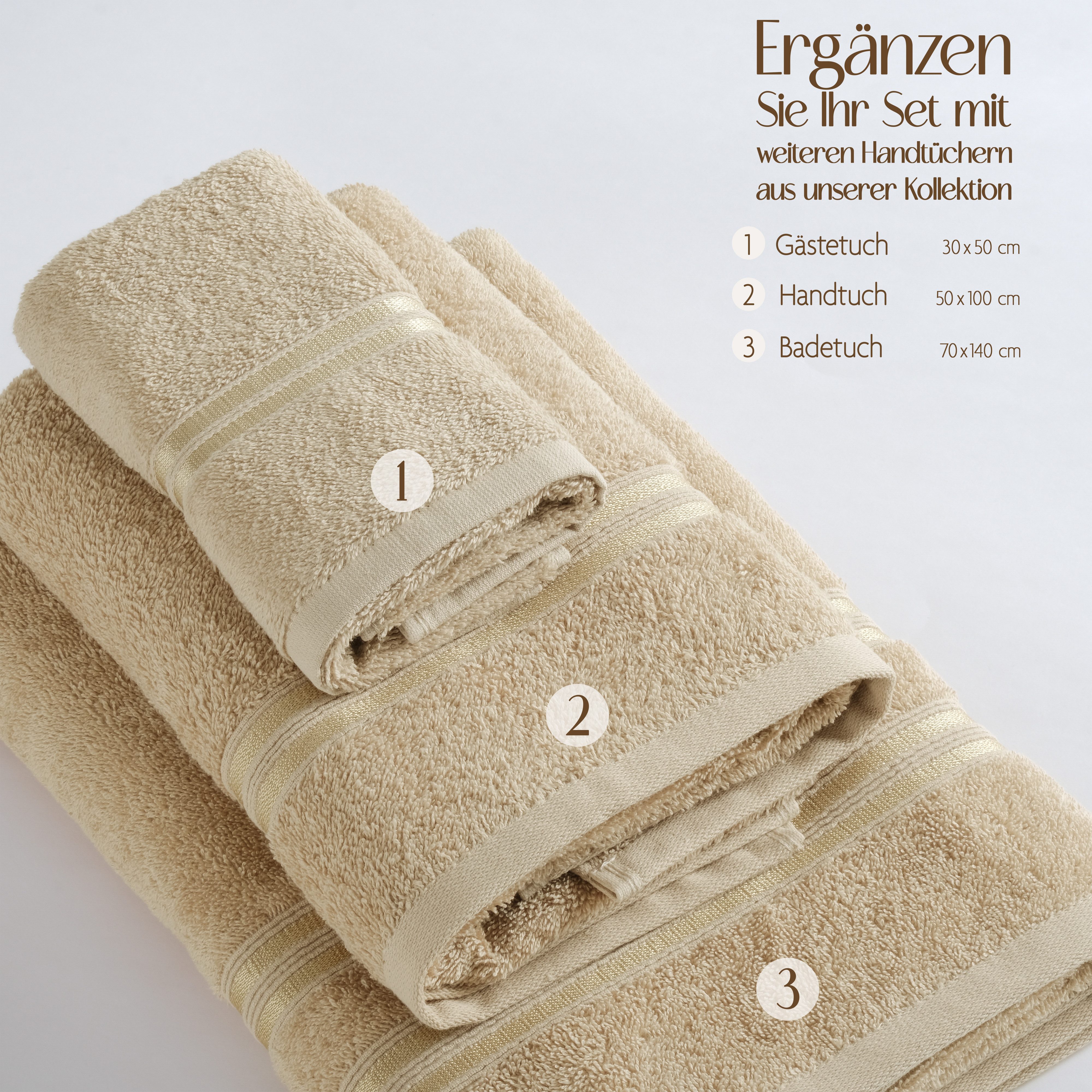 HAMMETEX Gästehandtücher 5er Set, 30x50 cm, weich & saugstark, 100% Baumwolle, Frottier (5-St), mit Bordüre, einfarbig, Schlaufe, 100% Baumwolle Frottee – Bild 4 von 5