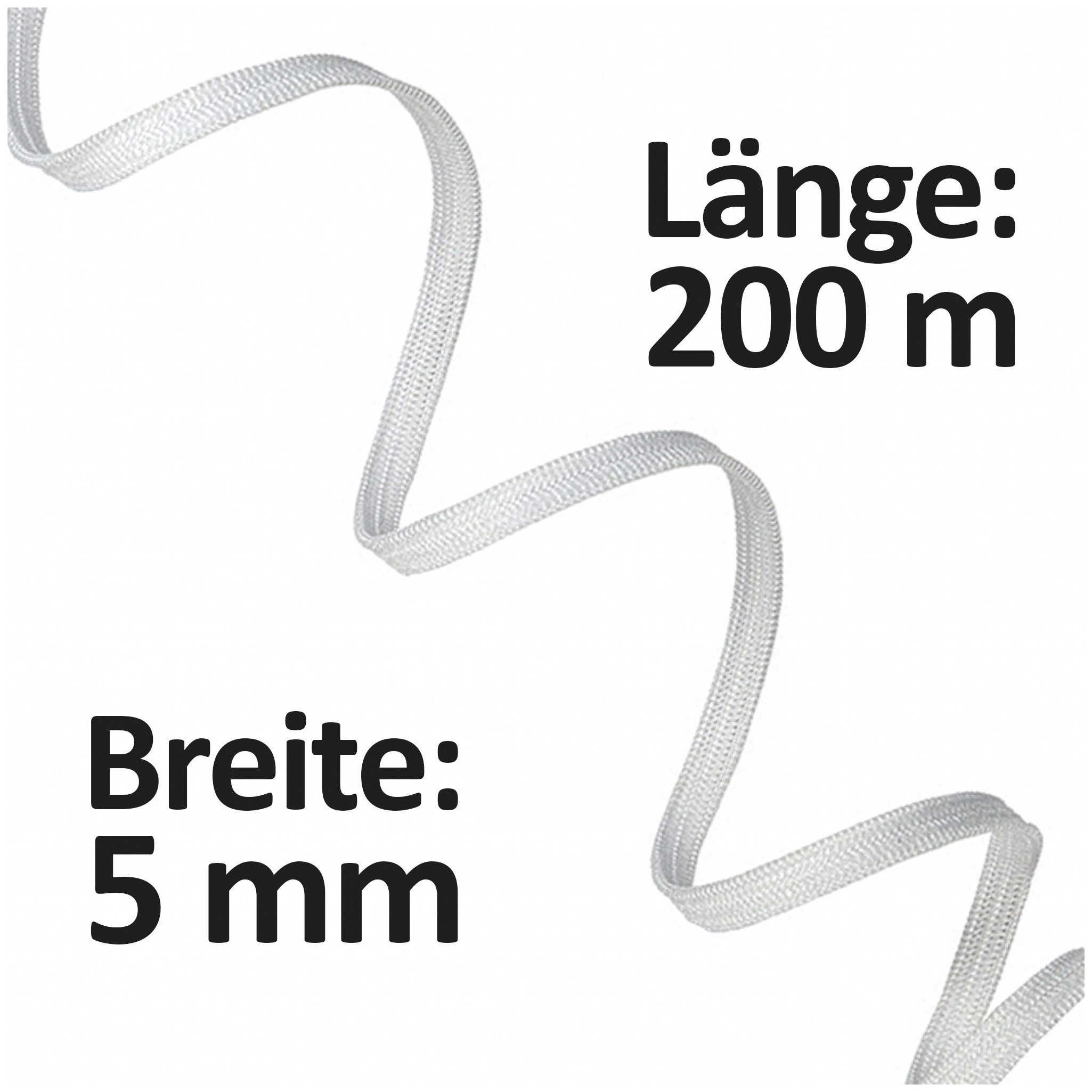 maDDma Gummiband Gestricktes Gummiband Polyester 5mm 200m Rolle, 501 - weiß
