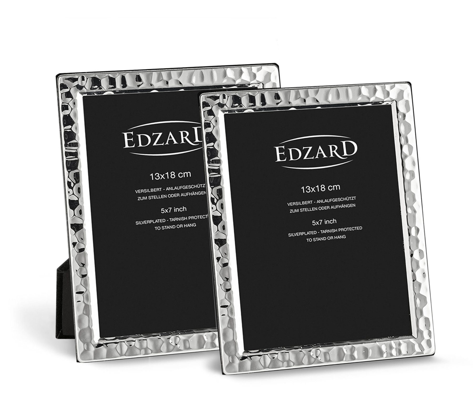 EDZARD Bilderrahmen Pavia, versilbert und anlaufgeschützt, 2er Set für 13x18 cm Foto