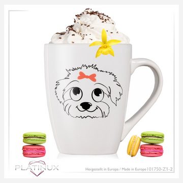 PLATINUX Tasse Kaffeetasse mit Hunde Motiv "Susi", Keramik, Tasse mit Griff 250ml Teetasse Kaffeebecher Teebecher aus Keramik
