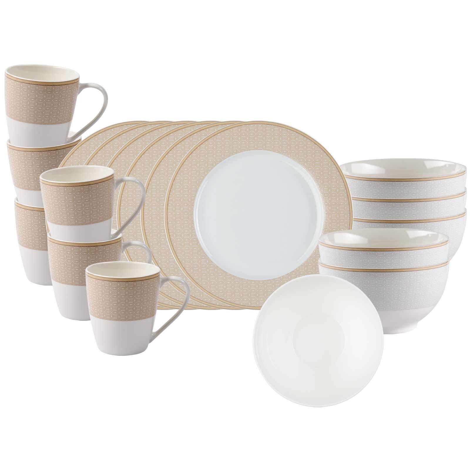Ritzenhoff & Breker Kombiservice Geo Frühstücksservice 18er Set (18-tlg), 6 Personen, Porzellan