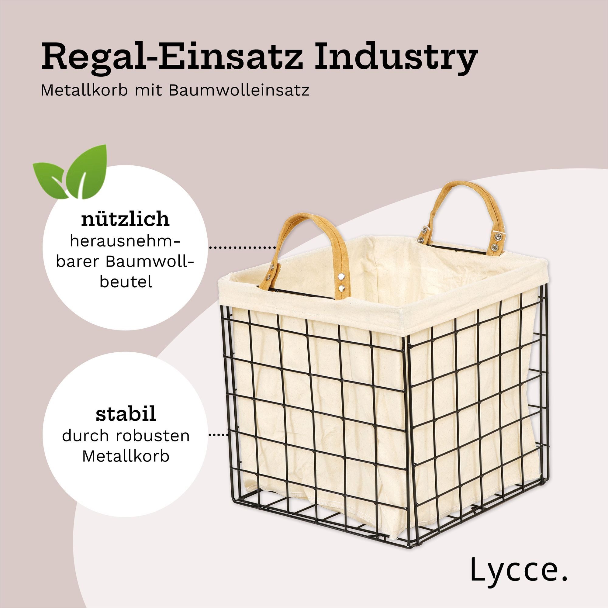 Lycce Regalkorb Lycce Kallax Einsatz Industry Aufbewahrungskorb Metall schwarz – Bild 2 von 5