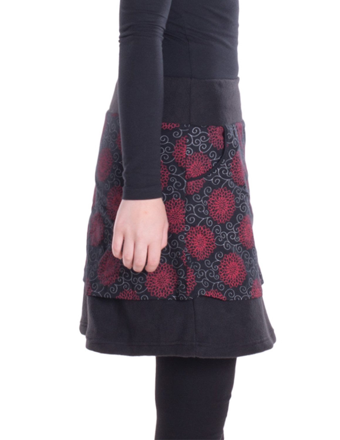 Vishes Minirock Fleecerock Damen Bedruckt Mandala A-Linie Taschen Winterrock Hippie, Retros Style, Alternative Bekleidung