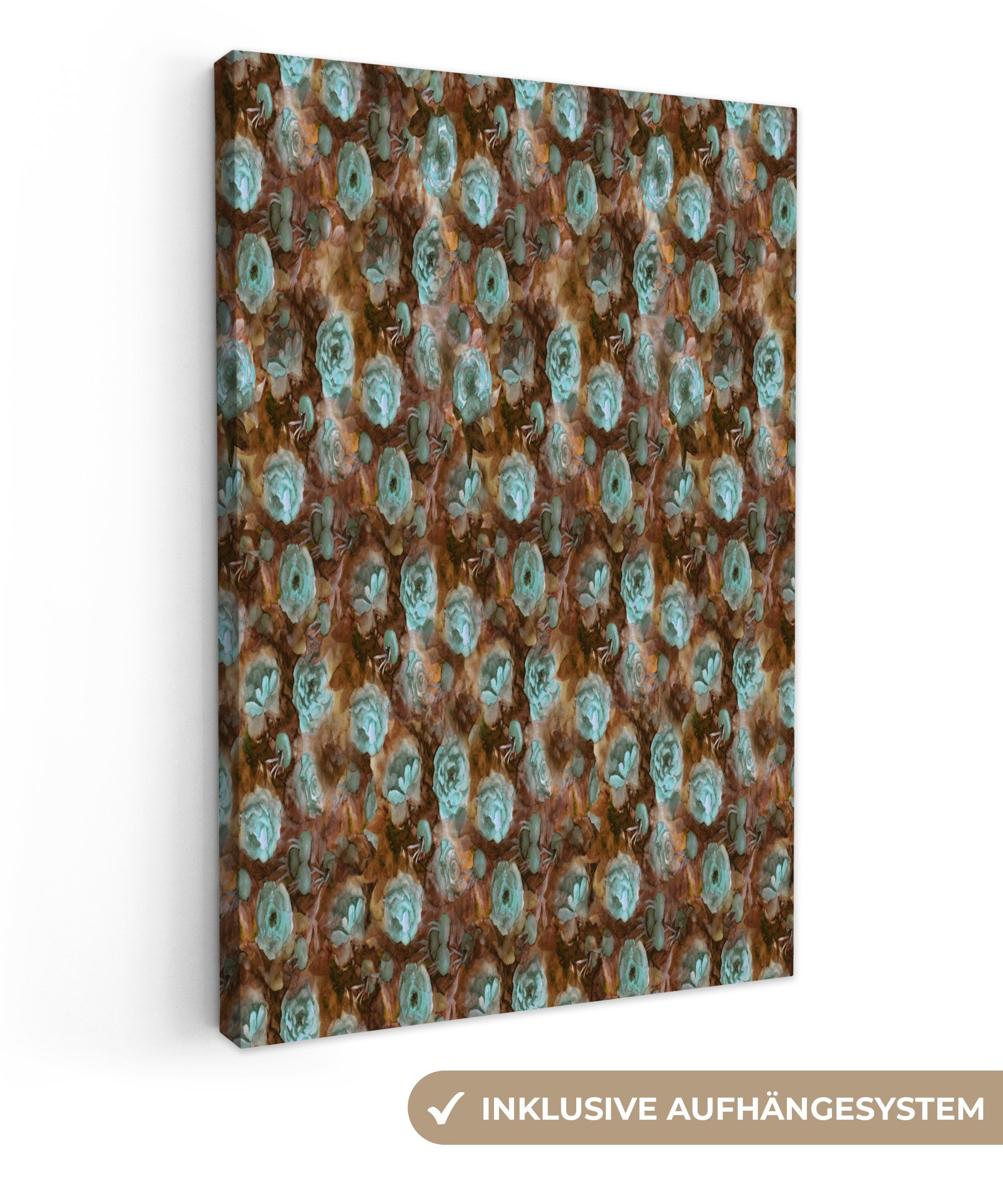 OneMillionCanvasses® Leinwandbild Blumen - Rosen - Farben, (1 St), Leinwandbild fertig bespannt inkl. Zackenaufhänger, Gemälde, 20x30 cm