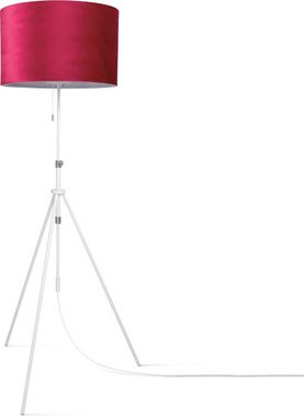 Paco Home Stehlampe Naomi uni Color, ohne Leuchtmittel, Wohnzimmer Höhenverstellbar 121,5 bis 176,5 cm Zugschalter Velour