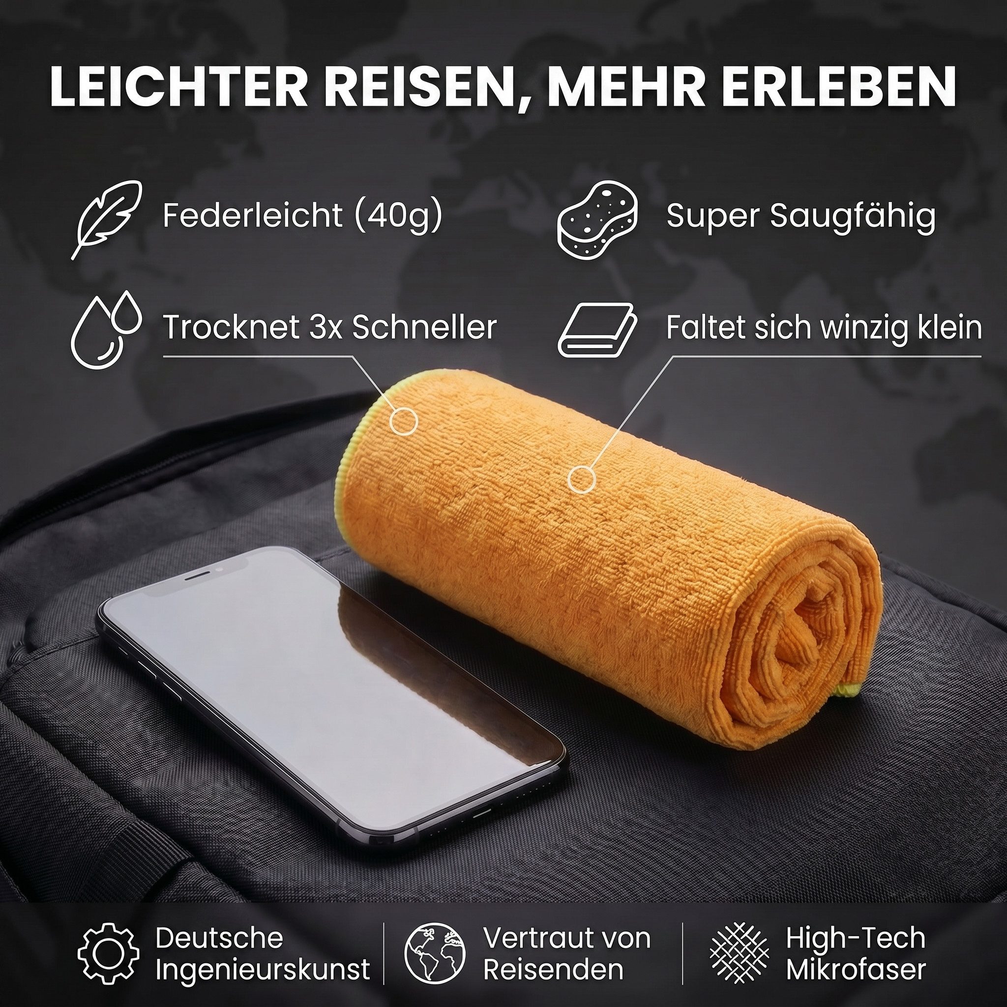 LightDry Reisehandtuch LightDry Reisehandtuch – Leichtes Mikrofaser-Sport und Strandhandtuch, Sport, Strand & Badehandtuch
