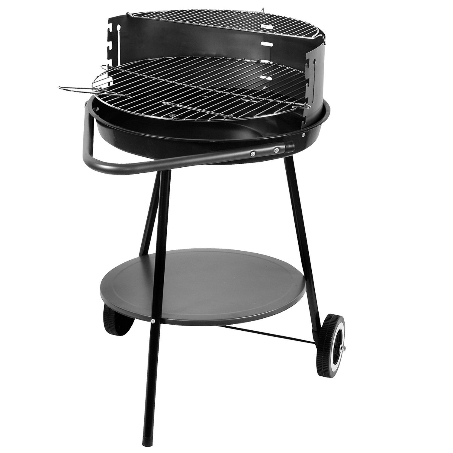 Master Grill & Party Holzkohlegrill MG911, Holzkohlegrill Grill mit Rädern und Regal tragbar Ø49x80 cm