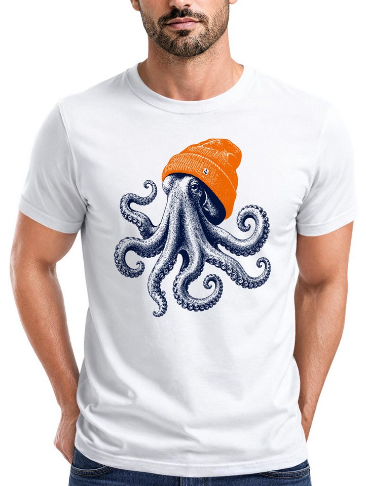 Neverless Print-Shirt Herren T-Shirt Frontprint - Oktopus - Baumwollshirt Männer Fashion mit Print