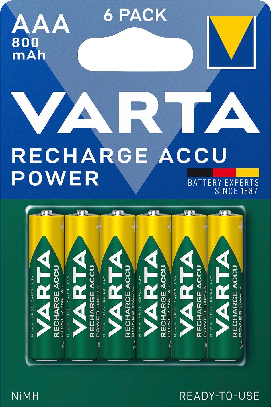 6 piles AAA rechargeables LR3 950 mAh, Accus AA / LR06