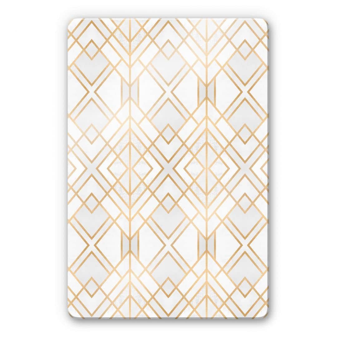 K&L Wall Art Gemälde Glasbild Shabby Chic Gold Grau Art Deco by Fredriksson, Glasposter Wohnzimmer modern