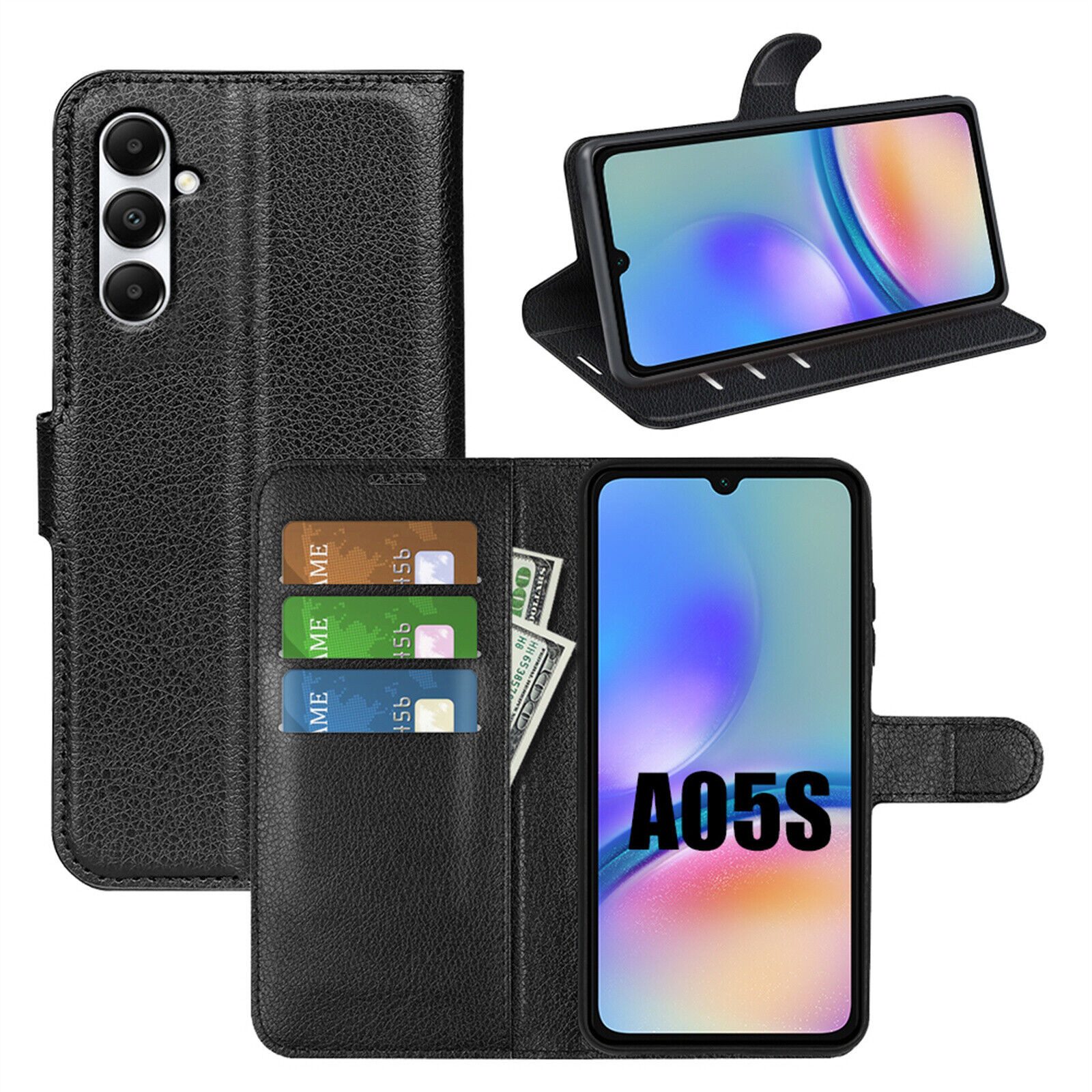 betterfon Handyhülle Handytasche für Samsung Galaxy A05s Klapphülle Schwarz
