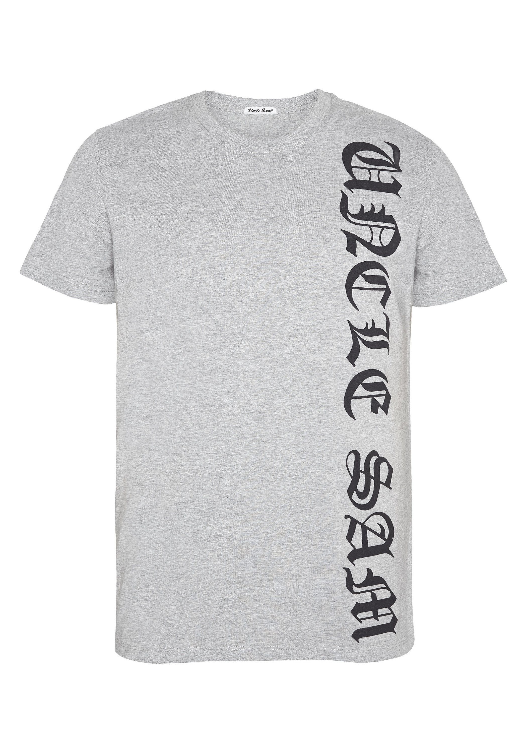 Uncle Sam Uncle Sam Melange Gray Neutral mit Logoprint 17-4402M seitlichem Print-Shirt
