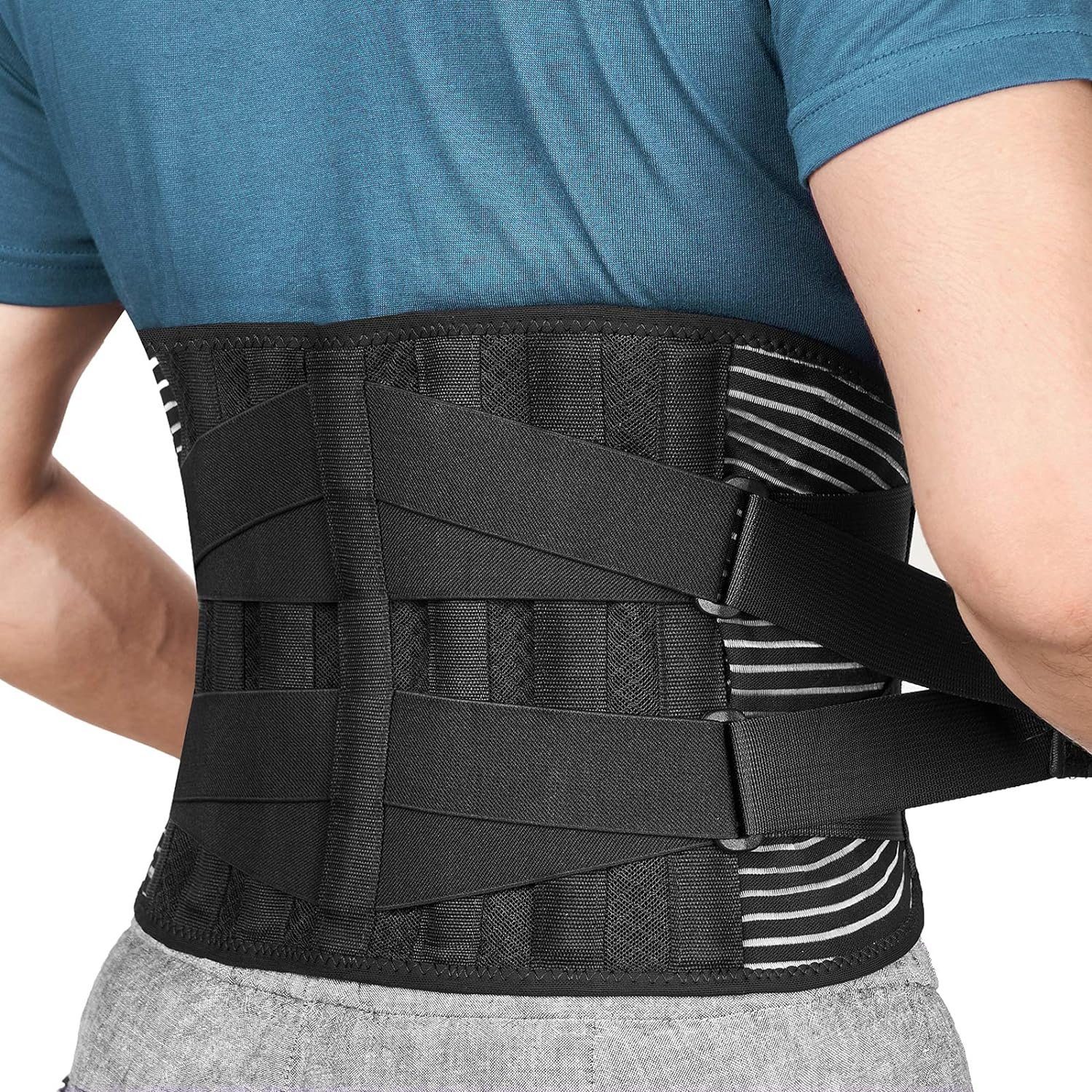 Houhence Taillengürtel Rückenbandage Rücken Gurt für Männer und Frauen, Rückenstützgürtel Schwarz(XXL)
