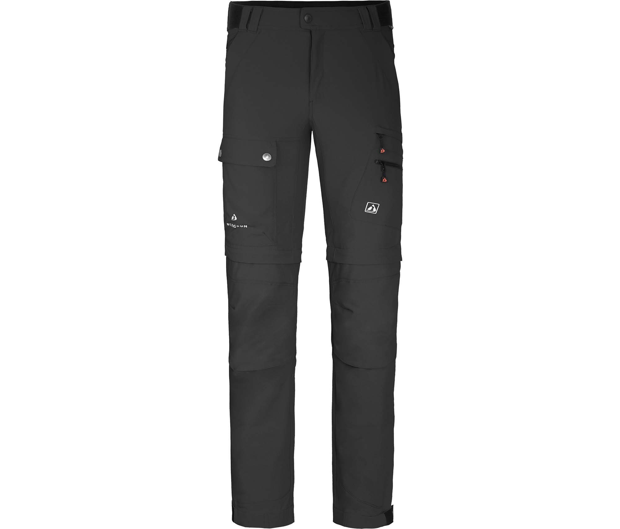 Bergson Zip-off-Hose FROSLEV Bermuda Zipp-Off Herren Wanderhose, recycelt, elastisch, 7 Taschen, Langgrößen, schwarz