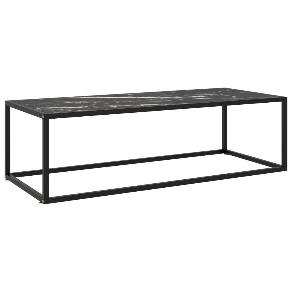 Schwarzem Couchtisch Marmor-Optik mit Schwarz in Glas furnicato 120x50x35