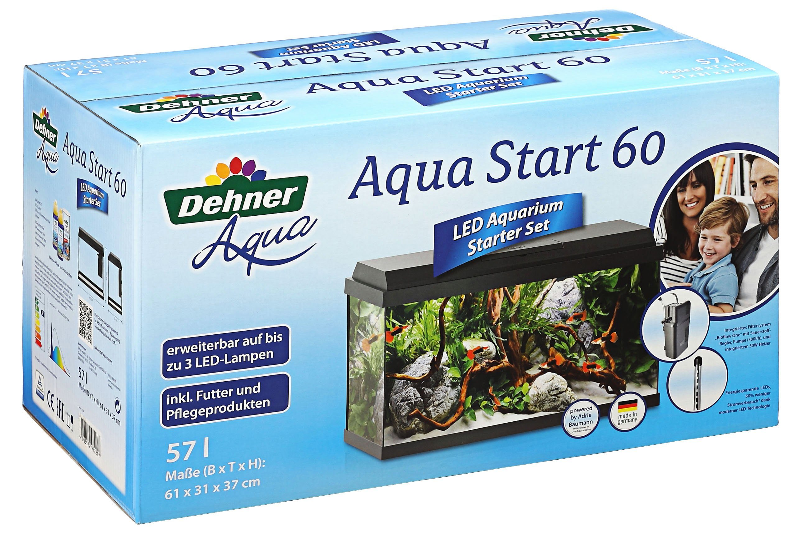 Dehner AquarienSet Aqua Start 60, 61 x 37 x 31 cm, mit Futter/Pflege