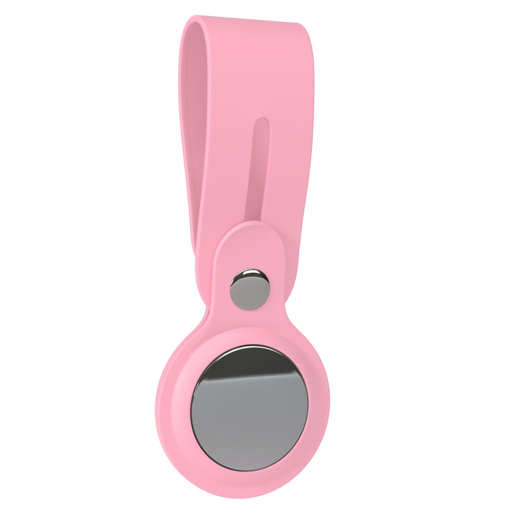 EAZY CASE Schlüsselanhänger Anhänger kompatibel mit Apple AirTag, Airtags Hülle aus Silikon Ring Schlüsselring Kratzfeste Tasche Rosa