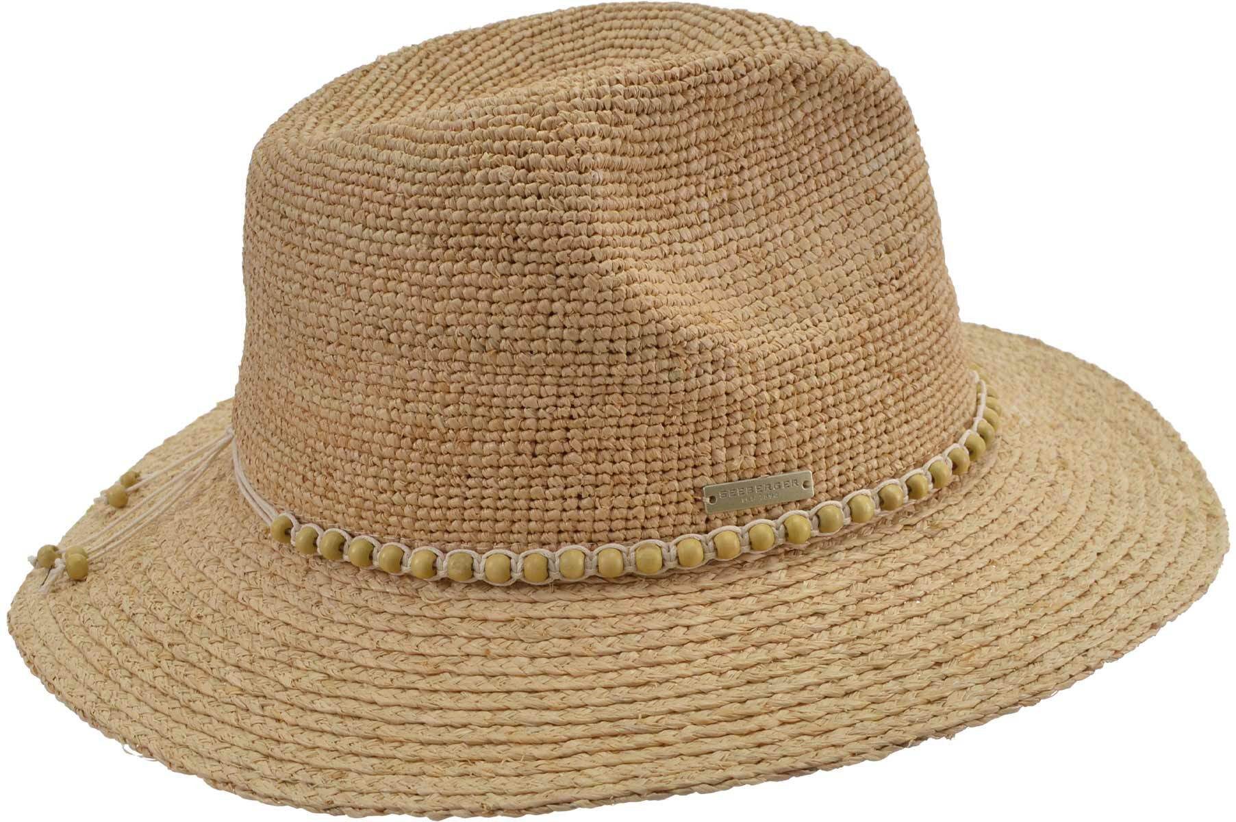 Strohhut Raffiastroh Fedora in Borten-Crochet Mix 55694-0