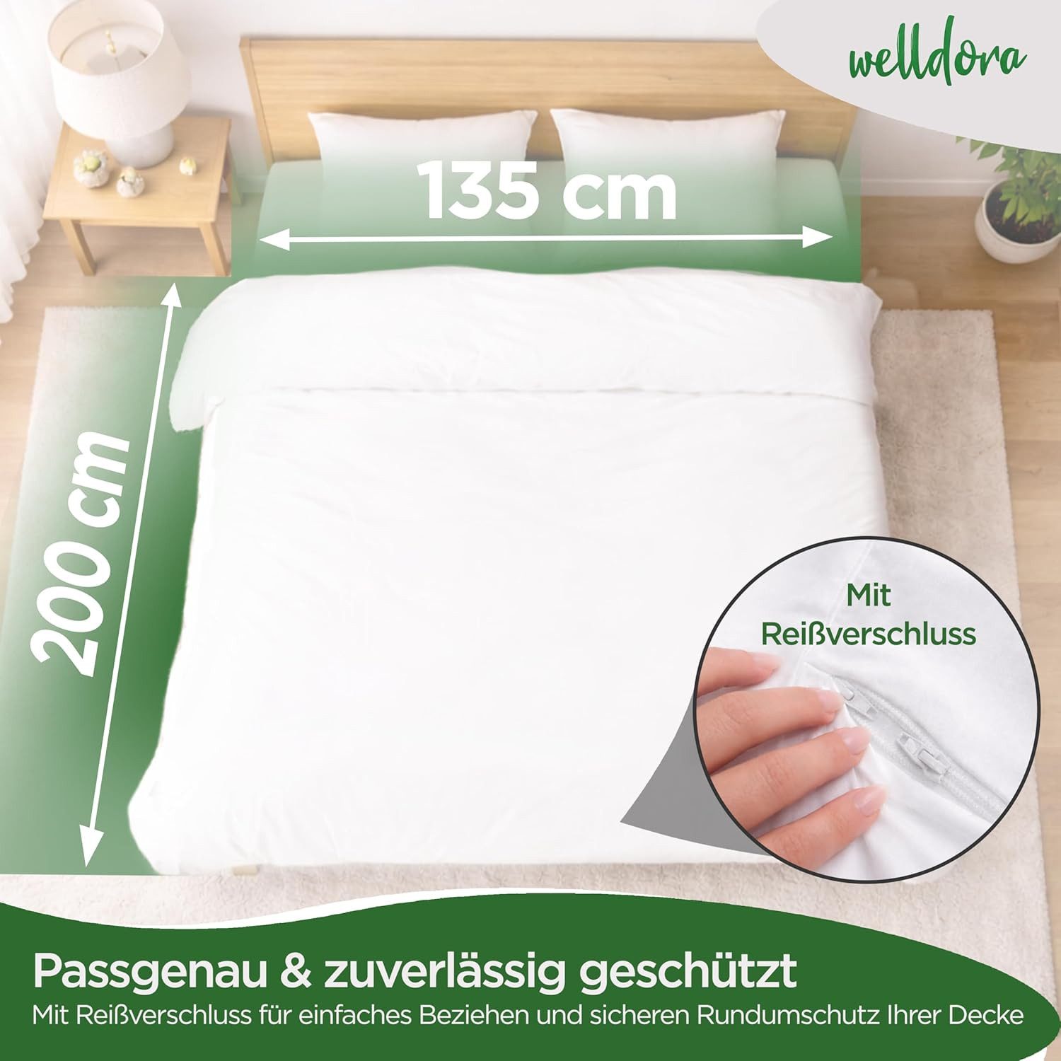Welldora Bettbezug, Milbenbezug Bettdecke, Allergiker Deckenbezug fachärztlich getestet, Encasing gegen Milben & Bettwanzen, Allergiker Bettwäsche Decke