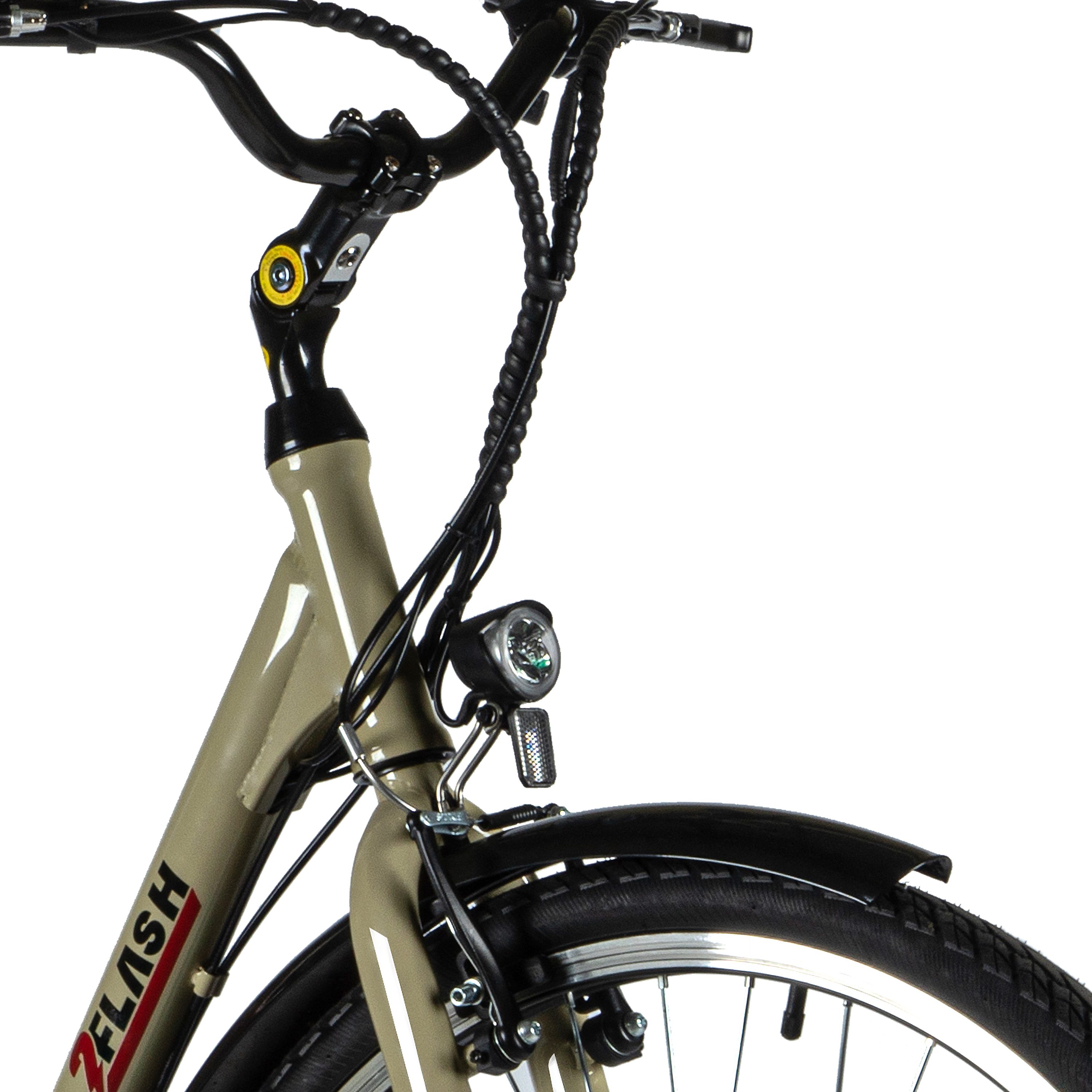 Kettenschaltung, Akku, Gang, AL1 Zoll, E-Bike, Heckmotor, 6 36V tlg) 28 2FLASH niedriger E-Bike Einstieg, (1 360,00 2Flash Beige Wh (360Wh), City